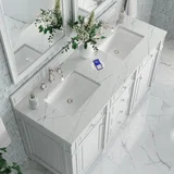Bristol 60" Double Vanity, Bright White w/ 3 CM Ethereal Noctis Silestone Top w/FreePower Wireless Charger