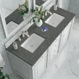 Bristol 60" Double Vanity, Bright White w/ 3 CM Parisien Bleu Silestone Top w/FreePower Wireless Charger