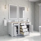 Bristol 60" Double Vanity, Bright White, w/ 3 CM Tajnar Eclos Top w/FreePower Wireless Charger