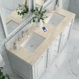 Bristol 60" Double Vanity, Bright White, w/ 3 CM Tajnar Eclos Top w/FreePower Wireless Charger