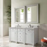 Bristol 60" Double Vanity, Bright White w/ 3 CM Victorian Silver Silestone Top w/FreePower Wireless Charger