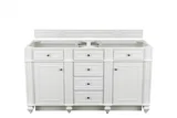 Bristol 60" Double Vanity Cabinet, Bright White