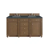 Bristol 60" Double Vanity, Saddle Brown w/ 3 CM Charcoal Soapstone Silestone Top