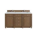 Bristol 60" Double Vanity, Saddle Brown w/ 3 CM Ethereal Noctis Silestone Top