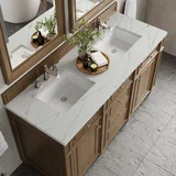 Bristol 60" Double Vanity, Saddle Brown w/ 3 CM Ethereal Noctis Silestone Top