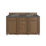 Bristol 60" Double Vanity, Saddle Brown w/ 3 CM Parisien Bleu Silestone Top