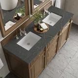 Bristol 60" Double Vanity, Saddle Brown w/ 3 CM Parisien Bleu Silestone Top