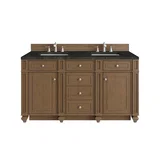 Bristol 60" Double Vanity, Saddle Brown, w/ 3 CM Phantome Eclos Top
