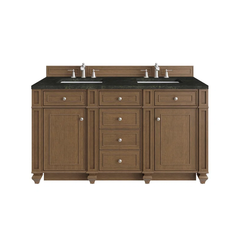Bristol 60" Double Vanity, Saddle Brown, w/ 3 CM Phantome Eclos Top