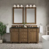 Bristol 60" Double Vanity, Saddle Brown, w/ 3 CM Phantome Eclos Top