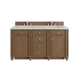 Bristol 60" Double Vanity, Saddle Brown, w/ 3 CM Siberian Silestone Top