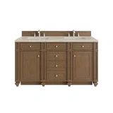 Bristol 60" Double Vanity, Saddle Brown, w/ 3 CM Tajnar Eclos Top