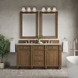 Bristol 60" Double Vanity, Saddle Brown, w/ 3 CM Tajnar Eclos Top
