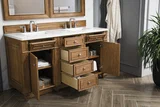 Bristol 60" Double Vanity, Saddle Brown w/ 3 CM White Zeus Silestone Top