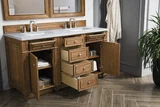 Bristol 60" Double Vanity, Saddle Brown w/ 3 CM Eternal Jasmine Pearl Silestone Top w/FreePower Wireless Charger