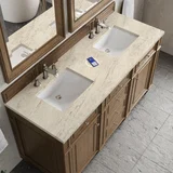 Bristol 60" Double Vanity, Saddle Brown, w/ 3 CM Tajnar Eclos Top w/FreePower Wireless Charger