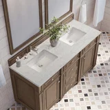Bristol 60" Double Vanity, Whitewashed Walnut w/ 3 CM Eternal Jasmine Pearl Silestone Top