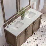 Bristol 60" Double Vanity, Whitewashed Walnut w/ 3 CM Ethereal Noctis Silestone Top