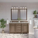 Bristol 60" Double Vanity, Whitewashed Walnut w/ 3 CM Lime Delight Silestone Top