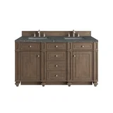 Bristol 60" Double Vanity, Whitewashed Walnut w/ 3 CM Parisien Bleu Silestone Top