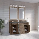 Bristol 60" Double Vanity, Whitewashed Walnut w/ 3 CM Parisien Bleu Silestone Top