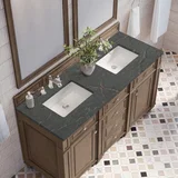 Bristol 60" Double Vanity, Whitewashed Walnut w/ 3 CM Parisien Bleu Silestone Top