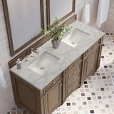 Bristol 60" Double Vanity, Whitewashed Walnut w/ 3 CM Victorian Silver Silestone Top