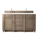 Bristol 60" Double Vanity, Whitewashed Walnut w/ 3 CM White Zeus Silestone Top