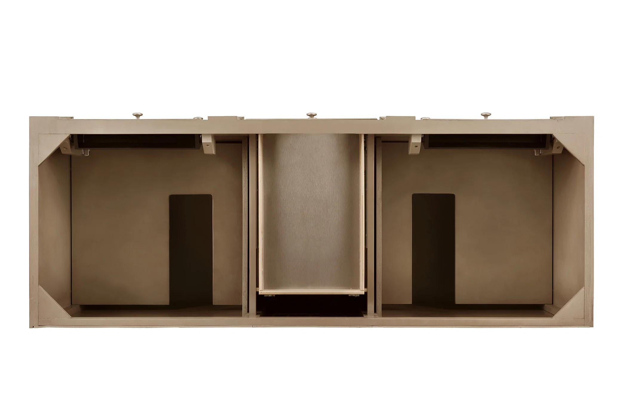 Bristol 60" Double Vanity, Whitewashed Walnut w/ 3 CM Eternal Jasmine Pearl Silestone Top w/FreePower Wireless Charger