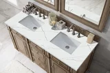 Bristol 60" Double Vanity, Whitewashed Walnut w/ 3 CM Ethereal Noctis Silestone Top w/FreePower Wireless Charger