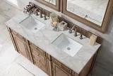 Bristol 60" Double Vanity, Whitewashed Walnut w/ 3 CM Victorian Silver Silestone Top w/FreePower Wireless Charger