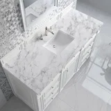 Bristol 60" Single Vanity, Bright White w/ 3 CM Carrara Marble Top