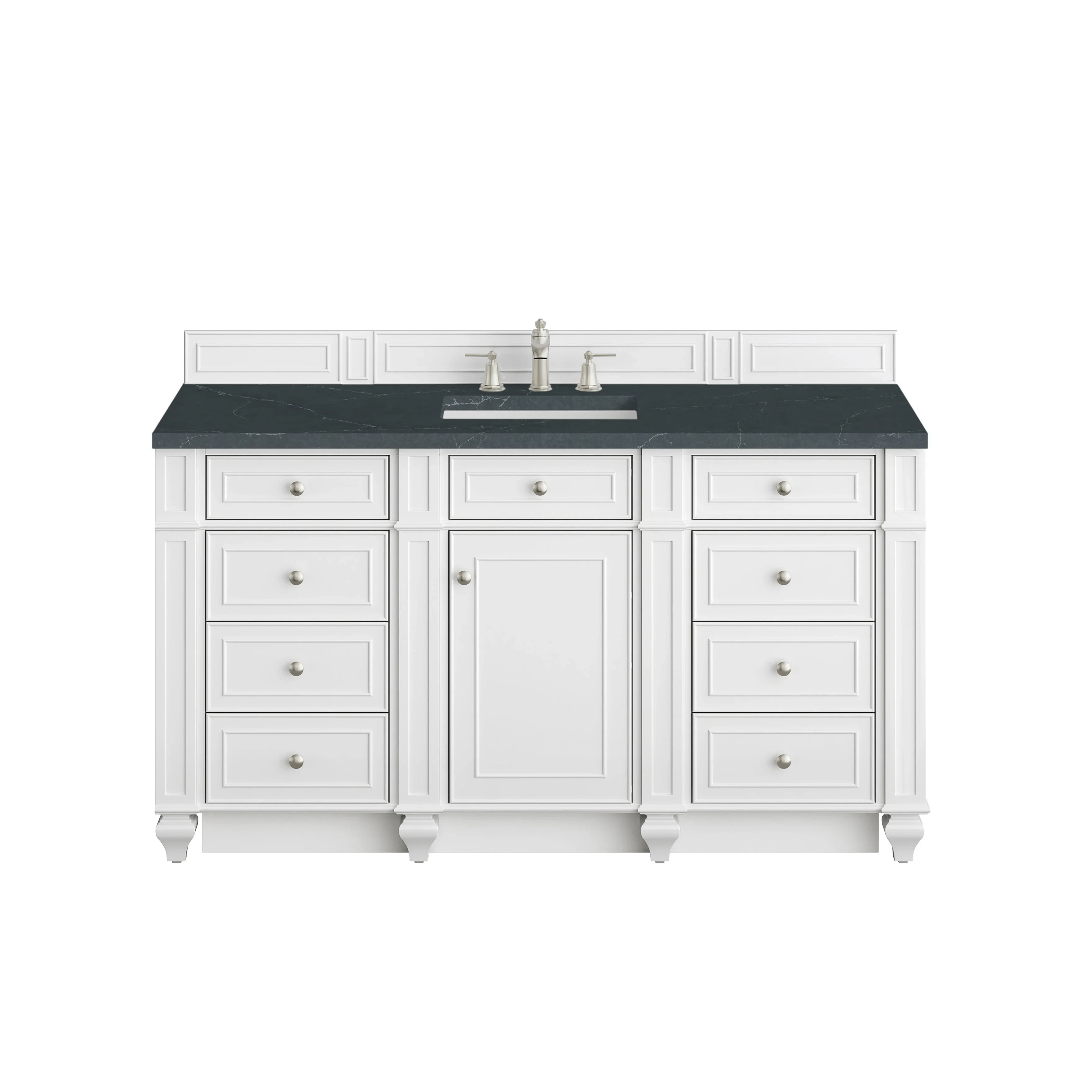 Bristol 60" Single Vanity, Bright White w/ 3 CM Charcoal Soapstone Silestone Top