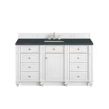 Bristol 60" Single Vanity, Bright White w/ 3 CM Charcoal Soapstone Silestone Top