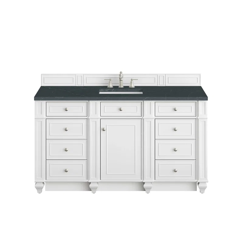 Bristol 60" Single Vanity, Bright White w/ 3 CM Charcoal Soapstone Silestone Top