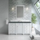 Bristol 60" Single Vanity, Bright White w/ 3 CM Charcoal Soapstone Silestone Top