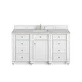 Bristol 60" Single Vanity, Bright White w/ 3 CM Eternal Jasmine Pearl Silestone Top