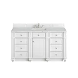 Bristol 60" Single Vanity, Bright White w/ 3 CM Ethereal Noctis Silestone Top