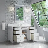 Bristol 60" Single Vanity, Bright White w/ 3 CM Ethereal Noctis Silestone Top