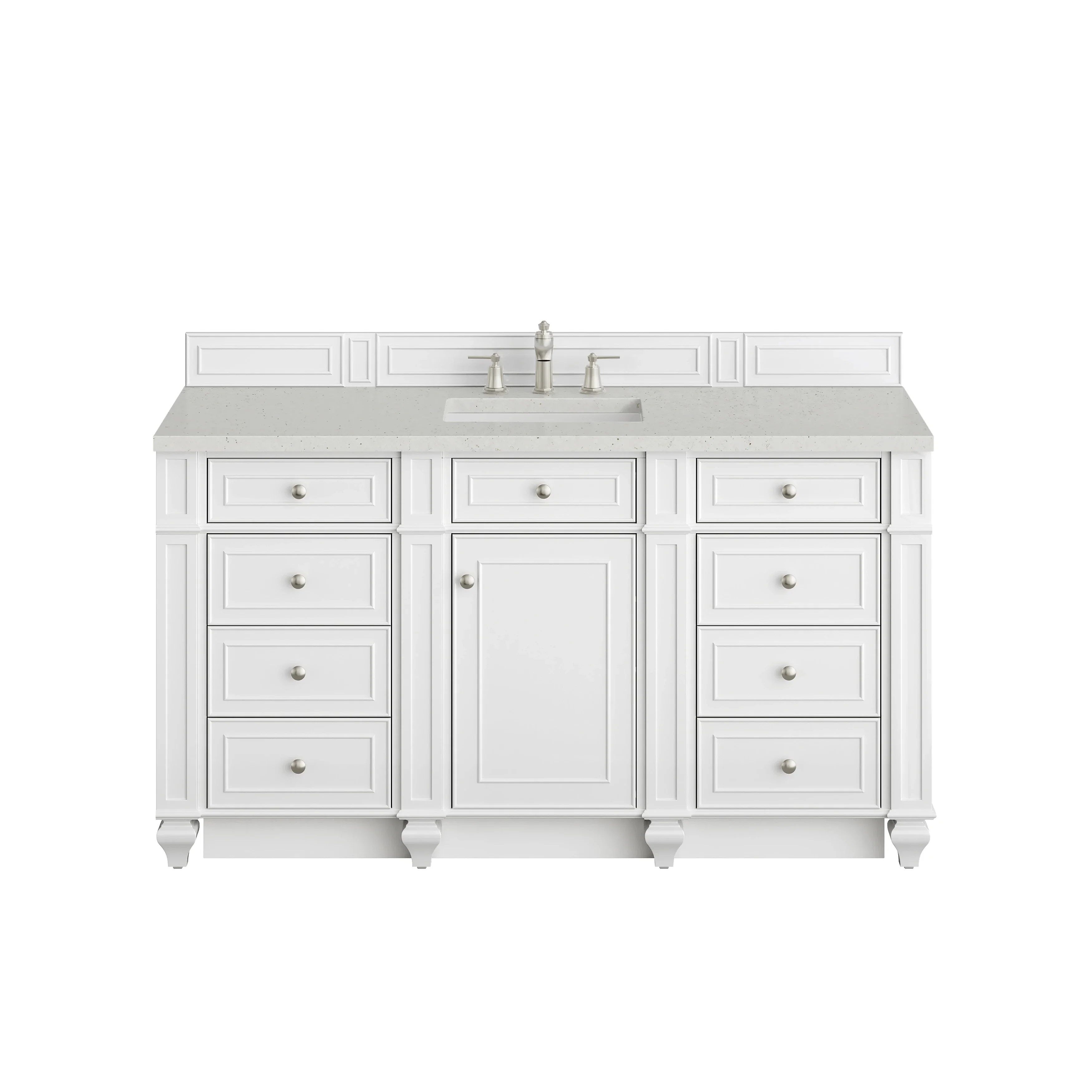 Bristol 60" Single Vanity, Bright White w/ 3 CM Lime Delight Silestone Top