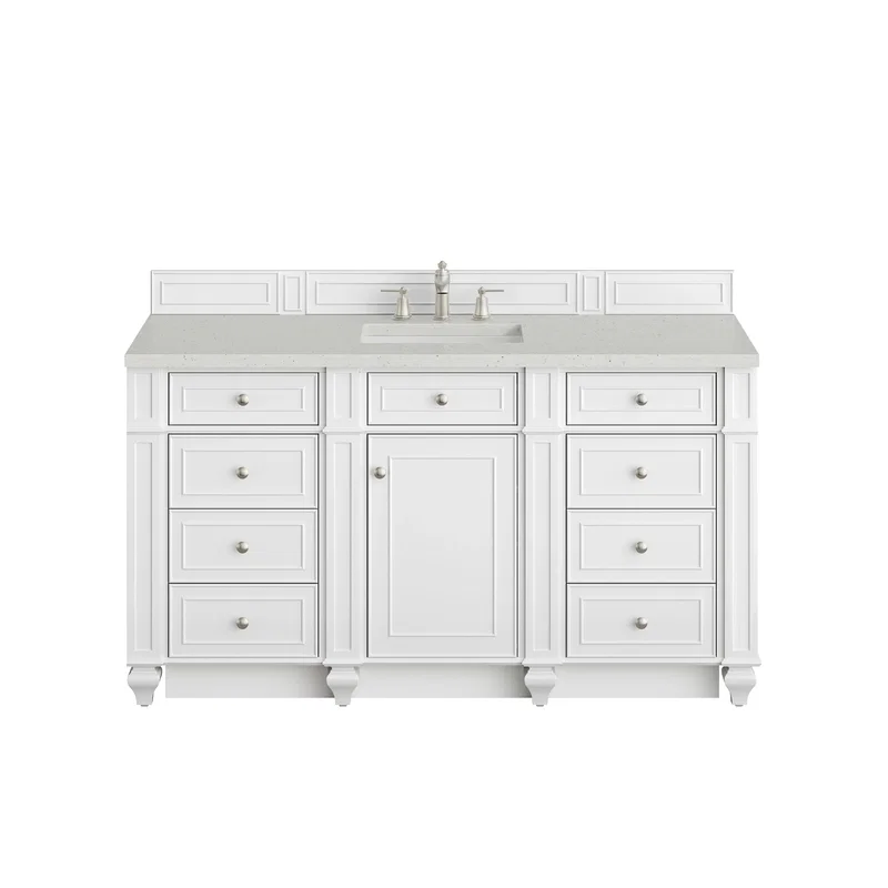 Bristol 60" Single Vanity, Bright White w/ 3 CM Lime Delight Silestone Top