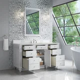 Bristol 60" Single Vanity, Bright White w/ 3 CM Lime Delight Silestone Top