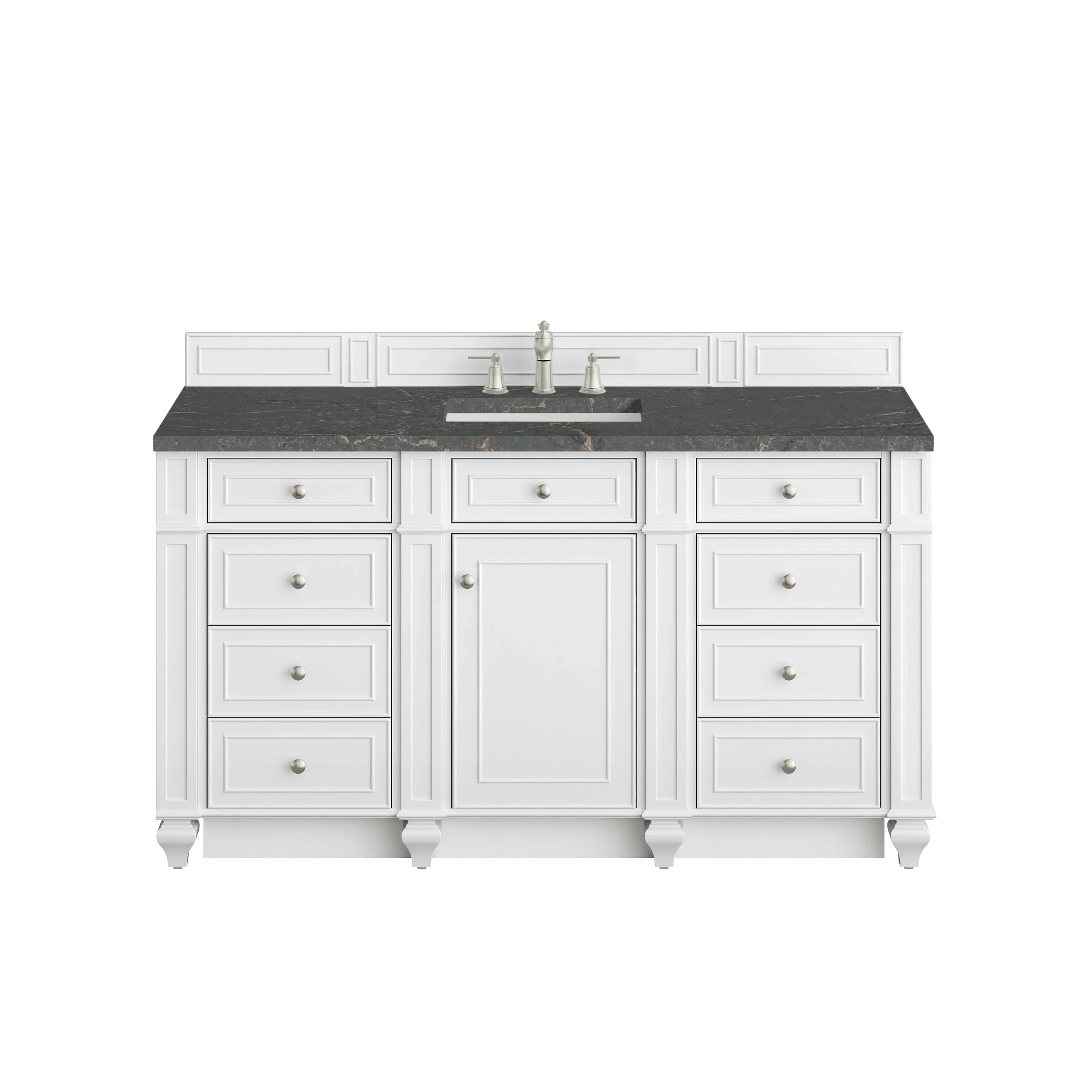Bristol 60" Single Vanity, Bright White w/ 3 CM Parisien Bleu Silestone Top