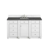 Bristol 60" Single Vanity, Bright White w/ 3 CM Parisien Bleu Silestone Top