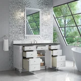 Bristol 60" Single Vanity, Bright White w/ 3 CM Parisien Bleu Silestone Top