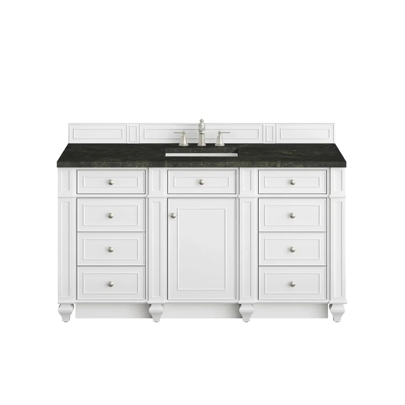 Bristol 60" Single Vanity, Bright White, w/ 3 CM Phantome Eclos Top