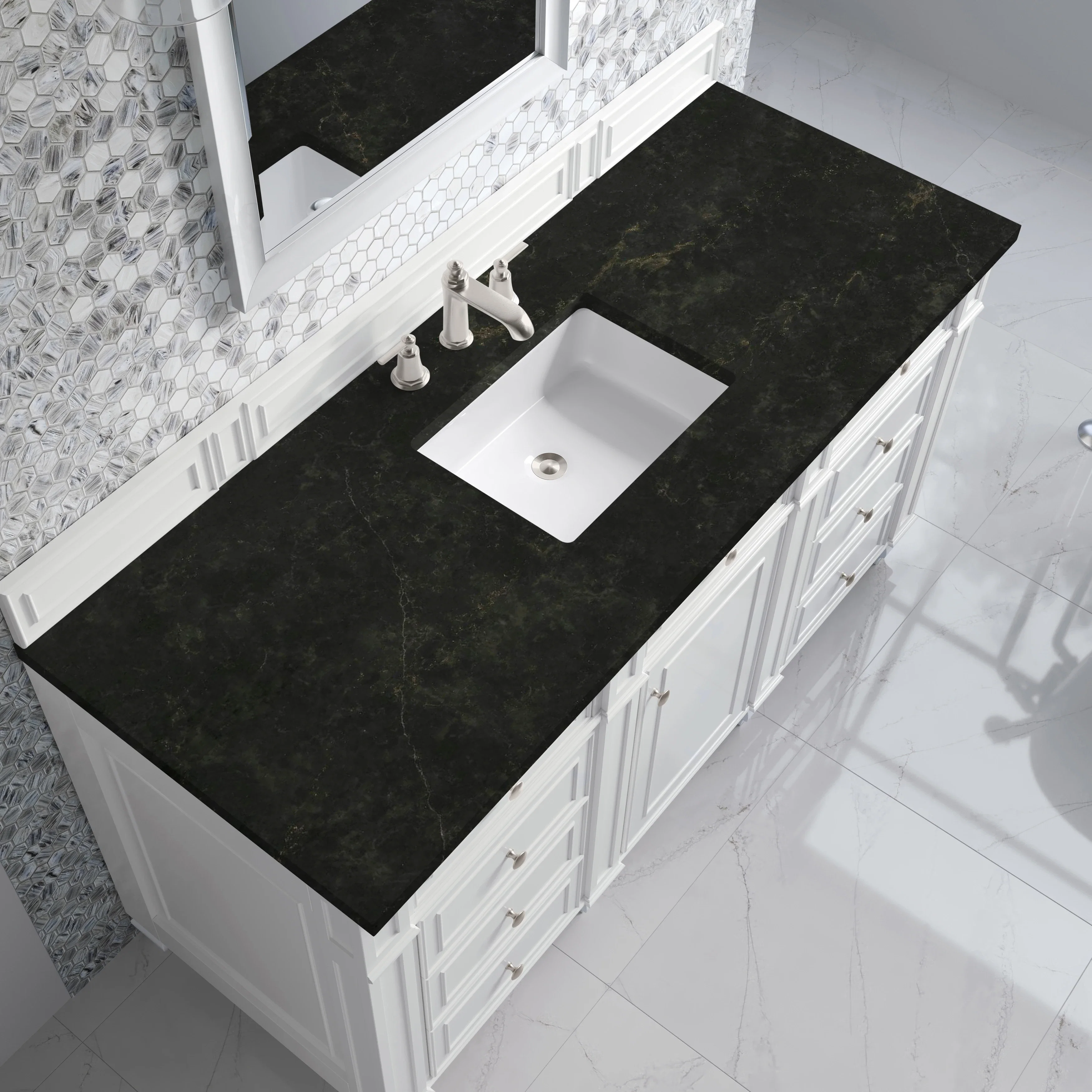Bristol 60" Single Vanity, Bright White, w/ 3 CM Phantome Eclos Top