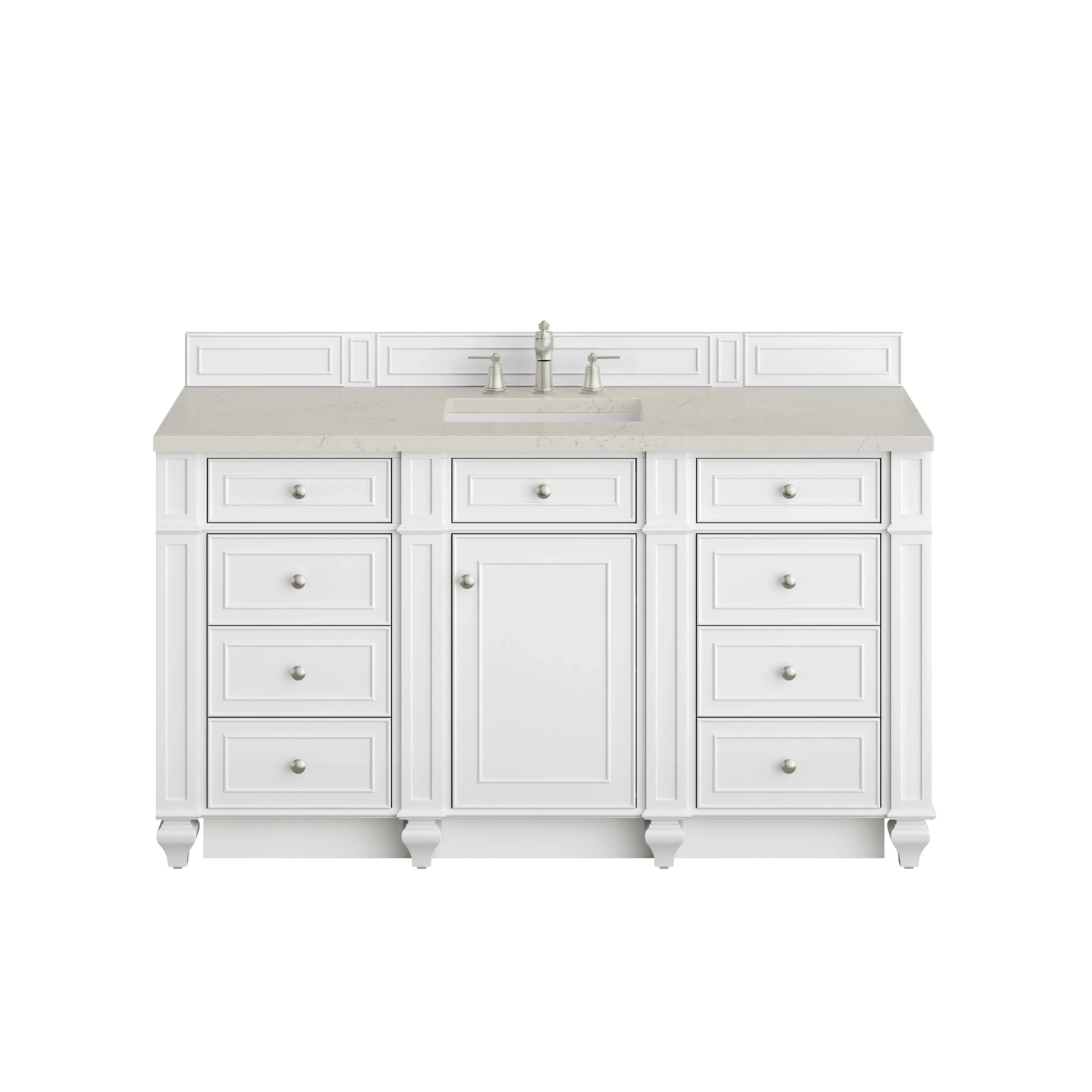 Bristol 60" Single Vanity, Bright White, w/ 3 CM Siberian Silestone Top