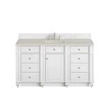 Bristol 60" Single Vanity, Bright White, w/ 3 CM Siberian Silestone Top