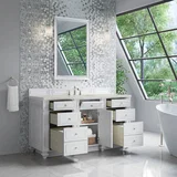 Bristol 60" Single Vanity, Bright White, w/ 3 CM Siberian Silestone Top